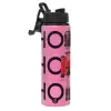 Metallic water bottle with safety lid, 850ml aluminum