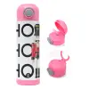 Children's hot water bottle, stainless steel, with safety straw, PINK (500ml)