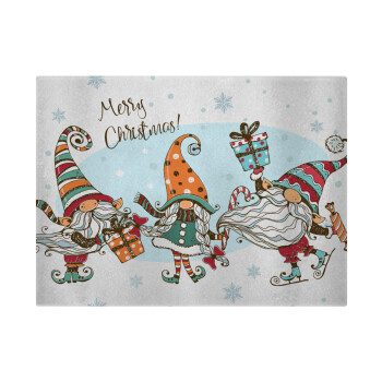 Christmas nordic gnomes, Επιφάνεια κοπής γυάλινη (38x28cm)