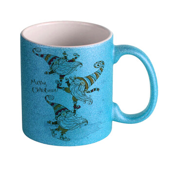 Christmas nordic gnomes, Κούπα Σιέλ Glitter που γυαλίζει, κεραμική, 330ml