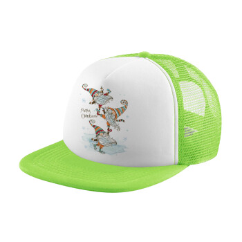 Christmas nordic gnomes, Καπέλο Soft Trucker με Δίχτυ Πράσινο/Λευκό