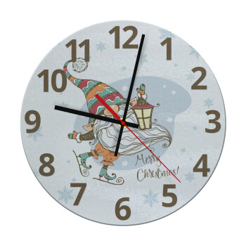 Christmas nordic gnomes, Ρολόι τοίχου γυάλινο (30cm)