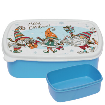 Christmas nordic gnomes, ΜΠΛΕ παιδικό δοχείο φαγητού (lunchbox) πλαστικό (BPA-FREE) Lunch Βox M18 x Π13 x Υ6cm
