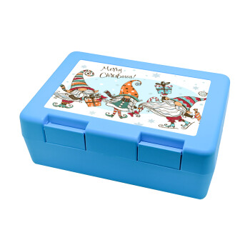 Christmas nordic gnomes, Children's cookie container LIGHT BLUE 185x128x65mm (BPA free plastic)