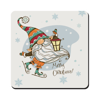 Christmas nordic gnomes, Τετράγωνο μαγνητάκι ξύλινο 9x9cm