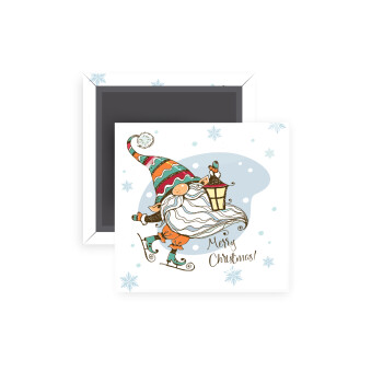 Christmas nordic gnomes, Μαγνητάκι ψυγείου τετράγωνο διάστασης 5x5cm