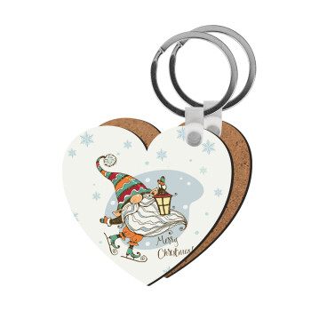 Christmas nordic gnomes, Μπρελόκ Ξύλινο καρδιά MDF