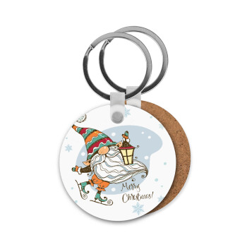 Christmas nordic gnomes, Μπρελόκ Ξύλινο στρογγυλό MDF Φ5cm