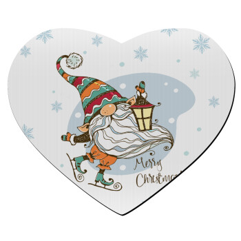 Christmas nordic gnomes, Mousepad καρδιά 23x20cm