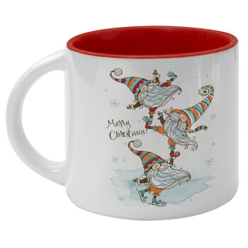 Christmas nordic gnomes, Κούπα κεραμική 400ml Λευκή/Κόκκινη