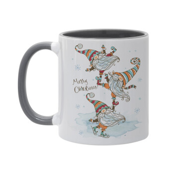 Christmas nordic gnomes, Mug colored grey, ceramic, 330ml