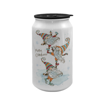 Christmas nordic gnomes, Κούπα ταξιδιού μεταλλική με καπάκι (tin-can) 500ml