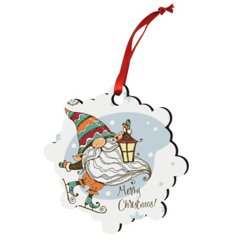 Christmas nordic gnomes, Christmas ornament snowflake wooden 7.5cm