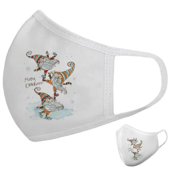 Christmas nordic gnomes, Μάσκα υφασμάτινη υψηλής άνεσης παιδική (Δώρο πλαστική θήκη)