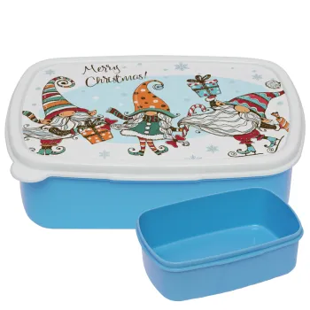 Christmas nordic gnomes, ΜΠΛΕ παιδικό δοχείο φαγητού (lunchbox) πλαστικό (BPA-FREE) Lunch Βox M18 x Π13 x Υ6cm