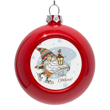 Christmas nordic gnomes, Red Christmas tree ornament bauble 8cm