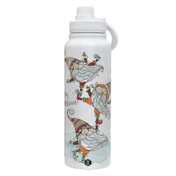 Christmas nordic gnomes, Θερμός 1L Ανοξείδωτο με Βάση Κινητού & Διπλά Τοιχώματα