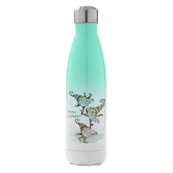 Christmas nordic gnomes, Μεταλλικό παγούρι θερμός Πράσινο/Λευκό (Stainless steel), διπλού τοιχώματος, 500ml