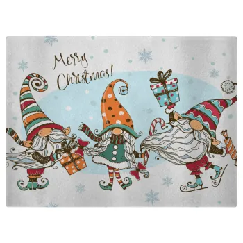 Christmas nordic gnomes, Επιφάνεια κοπής γυάλινη (38x28cm)