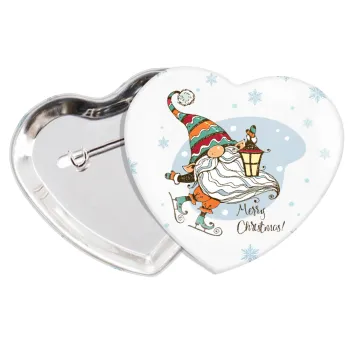 Christmas nordic gnomes, Κονκάρδα παραμάνα καρδιά (57x52mm)