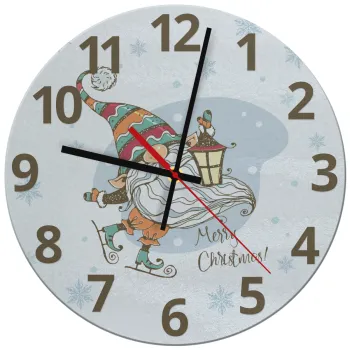 Christmas nordic gnomes, Ρολόι τοίχου γυάλινο (30cm)
