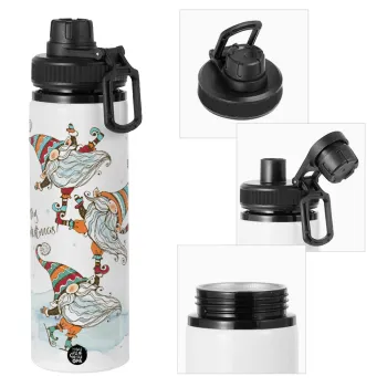 Christmas nordic gnomes, Metal water bottle with safety cap, aluminum 850ml