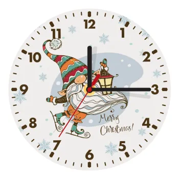 Christmas nordic gnomes, Ρολόι τοίχου ξύλινο (20cm)