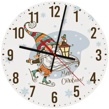 Christmas nordic gnomes, Ρολόι τοίχου ξύλινο (30cm)