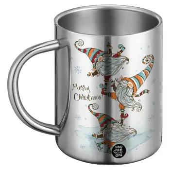 Christmas nordic gnomes, Ανοξείδωτη Μεταλλική Κούπα 450ml - Διπλού Τοιχώματος