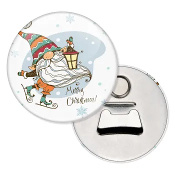 Christmas nordic gnomes, Μαγνητάκι και ανοιχτήρι μπύρας στρογγυλό διάστασης 5,9cm