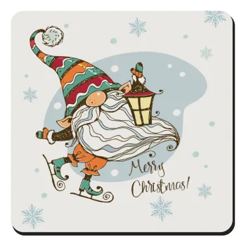 Christmas nordic gnomes, Τετράγωνο μαγνητάκι ξύλινο 9x9cm