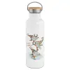 Stainless steel White with wooden lid (bamboo), double wall, 750ml