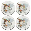 SET of 4 round wooden coasters (9cm)