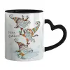 Mug heart black handle, ceramic, 330ml