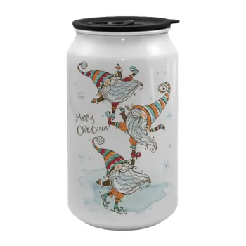 Christmas nordic gnomes, Κούπα ταξιδιού μεταλλική με καπάκι (tin-can) 500ml