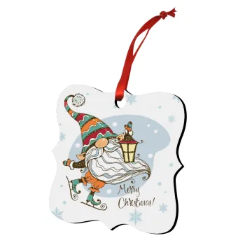 Christmas nordic gnomes, Christmas ornament polygon wooden 7.5cm