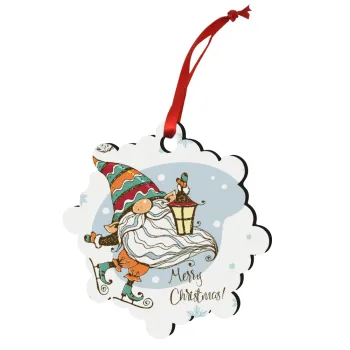 Christmas nordic gnomes, Στολίδι Χριστουγεννιάτικο στολίδι snowflake ξύλινο 7.5cm