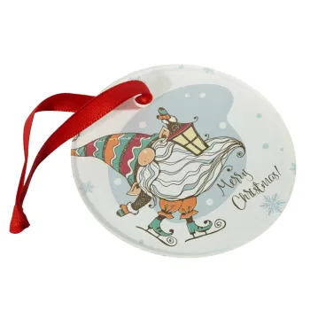 Christmas nordic gnomes, Στολίδι Χριστουγεννιάτικο στολίδι γυάλινο 9cm