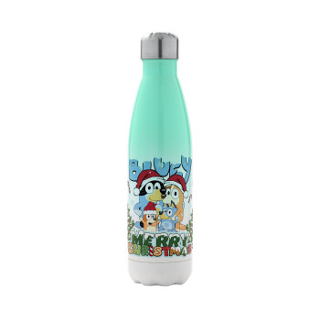 Bluey Merry Christmas, Metal mug thermos Green/White (Stainless steel), double wall, 500ml