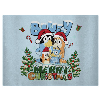 Bluey Merry Christmas, Επιφάνεια κοπής γυάλινη (38x28cm)