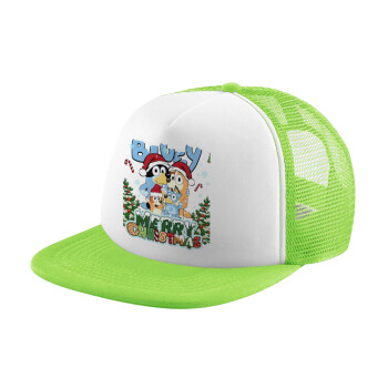Bluey Merry Christmas, Καπέλο παιδικό Soft Trucker με Δίχτυ Πράσινο/Λευκό
