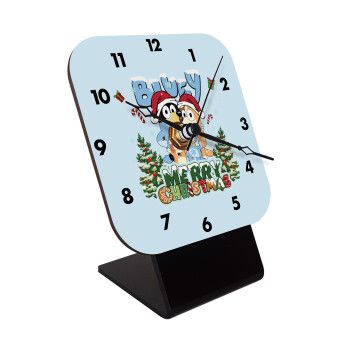 Bluey Merry Christmas, Επιτραπέζιο ρολόι ξύλινο με δείκτες (10cm)