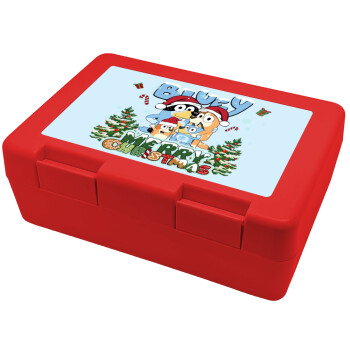 Bluey Merry Christmas, Children's cookie container RED 185x128x65mm (BPA free plastic)