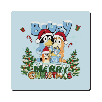 Bluey Merry Christmas, Τετράγωνο μαγνητάκι ξύλινο 6x6cm