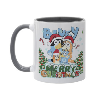 Bluey Merry Christmas, Mug colored grey, ceramic, 330ml