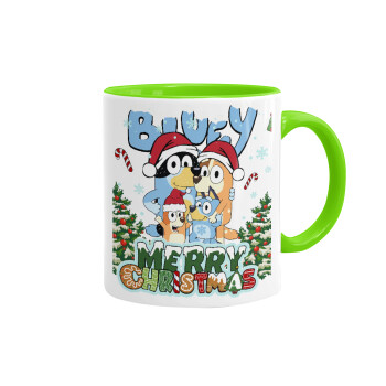 Bluey Merry Christmas, Mug colored light green, ceramic, 330ml