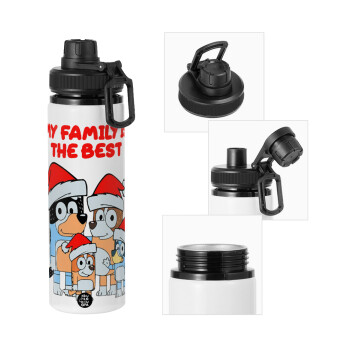 Bluey xmas family, Metal water bottle with safety cap, aluminum 850ml