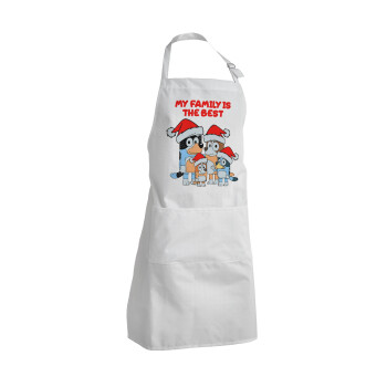 Bluey xmas family, Adult Chef Apron (with sliders and 2 pockets)