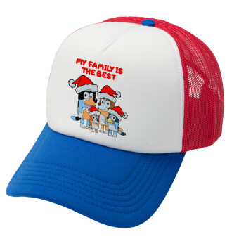 Bluey xmas family, Καπέλο Soft Trucker με Δίχτυ Red/Blue/White 
