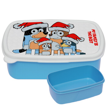 Bluey xmas family, ΜΠΛΕ παιδικό δοχείο φαγητού (lunchbox) πλαστικό (BPA-FREE) Lunch Βox M18 x Π13 x Υ6cm